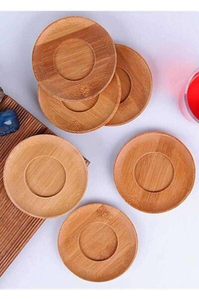 Genel Markalar Lüks 6 Adet Yuvarlak Bambu Bardak Altlığı Çay Tabağı Altlığı Fincan Altlığı Şık Dekor