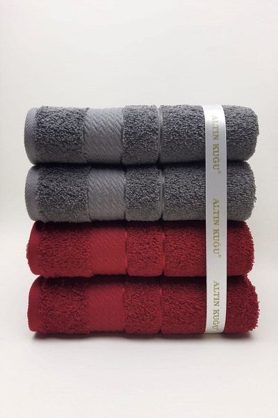 Özdilek Trendy Towel 4 Pieces - Anthracite Claret Red