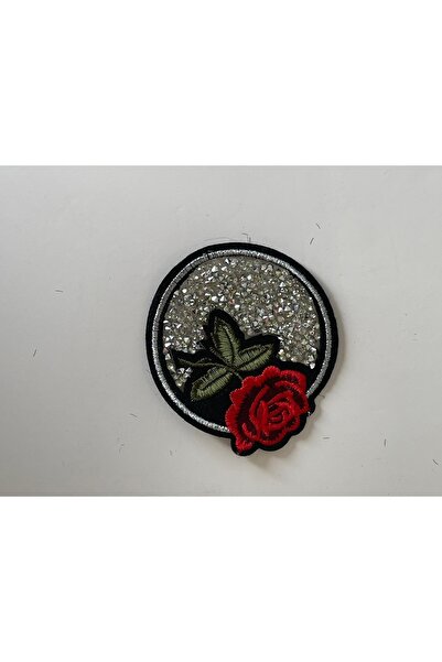 Gönülden Tasarım 8 Cm Piatră Trandafir Brodat Rotund Aplicație Patch Rama Lipire cu Fier de călcat