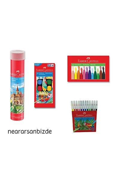 Faber Castell 4'lü Boya Seti Kuru Boya + Pastel Boya + Keçeli Boya + Suluboya