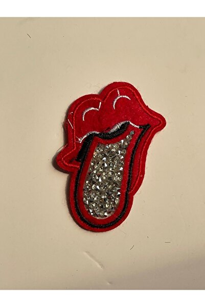 Gönülden Tasarım 7x5 cm Sa kamenčićima Crvena aplikacija za usne sa izvučenim...