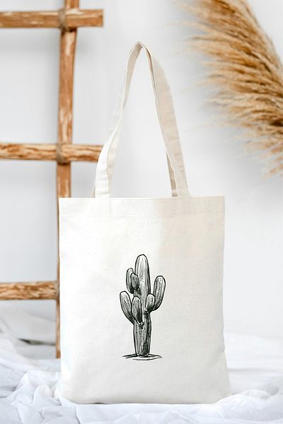 feinas Τσάντα Tote Canvas - Κάκτος (35x40cm - 320gr 100% Βαμβάκι)