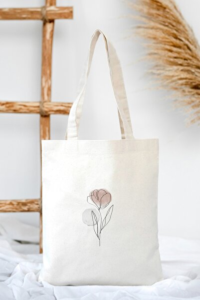 feinas Kanvas Tote Çanta - Çiçek (35x40cm - 320gr %100 Pamuk)