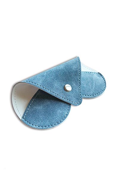 ViP GiFT Glasses Case Glasses Container Faux Leather Vegan Leather Owl Model Jeans Blue