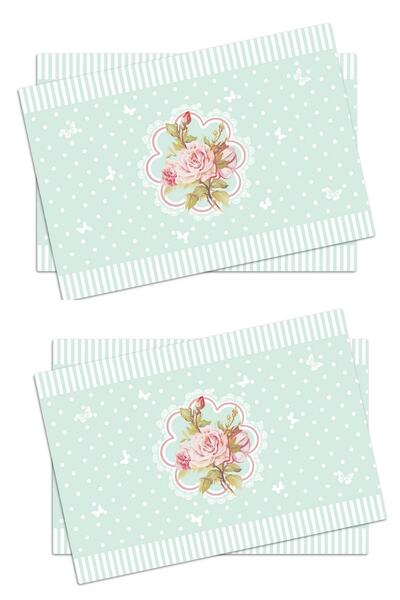 Bc Home 4'lü Çiçek Desenli Kumaş Mint Yeşili Baskılı Amerikan Servis 4 Adet 3...