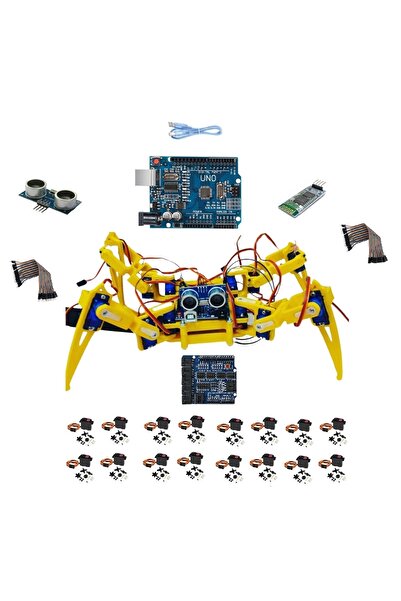 Arduino Emes Robotik Robot Örümcek Full Seti (MOTORLAR VE ELEKTRONİK DAHİL)örnek Kodlar Hediye