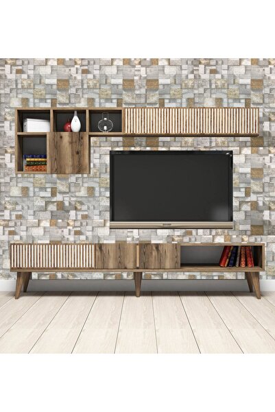 Renkli Duvarlar Beden Seçenekli 3D Kendinden Yapışkanlı Gri Kahverengi Küp Desen Duvar Kağıdı Paneli Nw130