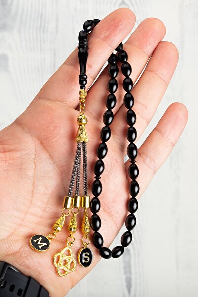 OTTOTESBİH Tasbih cadou pentru bărbați, Tasbih cu litere negre, Tasbih cu chi...