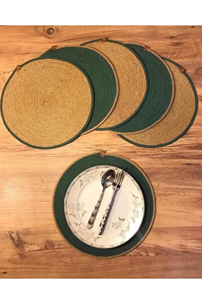 AYŞE SERHOŞOĞLU HOME DESİGN 6 Pieces Placemat, Charger Set, Plate Mat, Silicone-Free, Machine Stitched