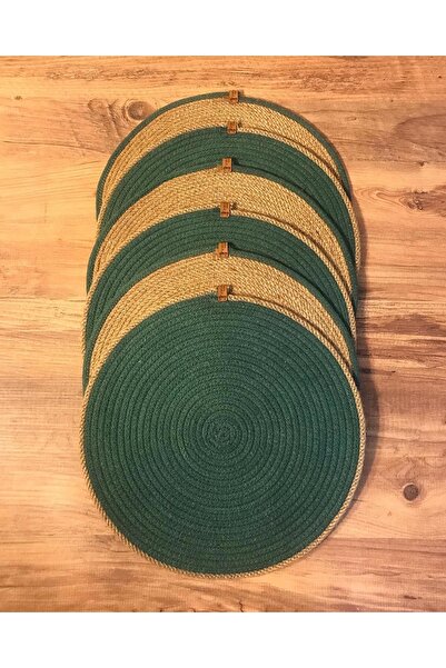 AYŞE SERHOŞOĞLU HOME DESİGN 6 Pieces Placemat, Charger Set, Plate Mat, Silicone-Free, Machine Stitched