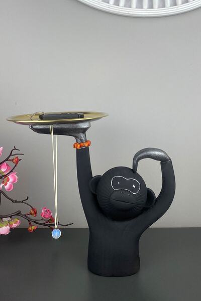 Euro Decora Dekoratif Sevimli Maymun Tepsi Heykelcik Depolama Süs Eşyası