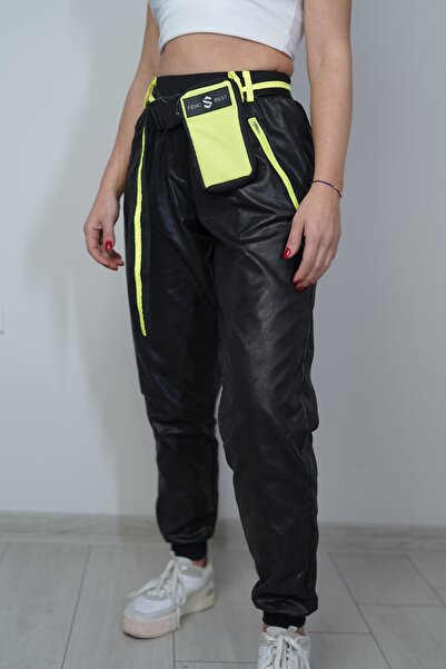 BUTİGİNİZ Deri Görünüm Lastik Paça Ve Bel Detaylı Pantolon