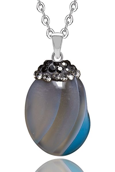 Tesbih Atölyesi Certified Zircon Processing Blue Agate Natural Stone Necklace