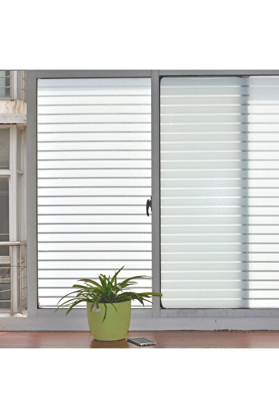 Temiz Pazar Dekoratif Gri Çizgili Kendinden Yapışkanlı Cam Filmi 100 Cm X 200 Cm