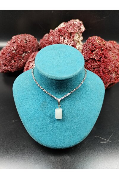 DOĞAL TAŞ DELİSİ Akuamarin Doğal Taş Silindir Kolye Ucu (sertifikalı) (47 Cm ...