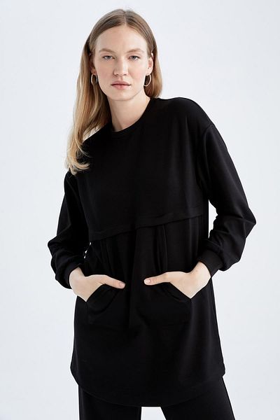 DeFacto Tunika Relax Fit Crew Neck Premium s dlouhým rukávem