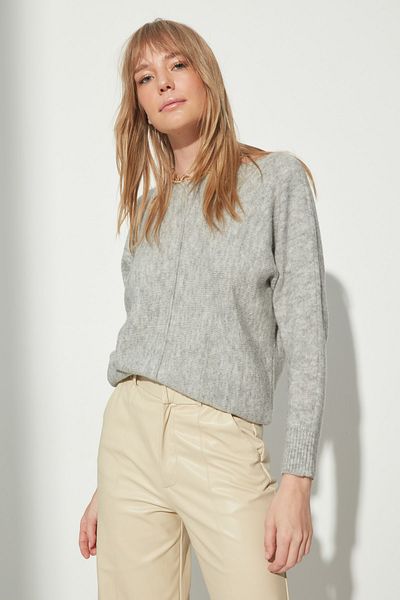 Trendyol Collection Gray Ribbed Oversize Wool Knitwear Sweater TWOAW23KZ01614