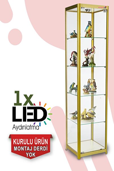 Nurline Camlı Vitrin - Camlı Dolap - Camlı Koleksiyon Vitrini - Teşhir Vitrini 175x30x30