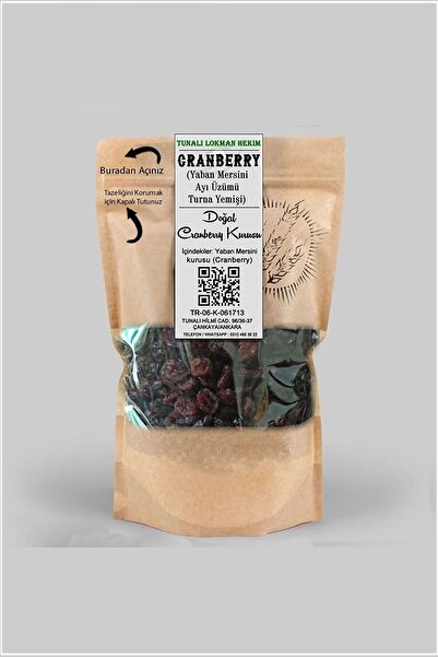 Tunalı Lokman Hekim Kırmızı Yaban Mersini Kurusu Turna Yemişi (cranberry) Mey...