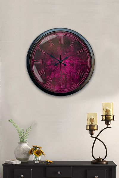 Kasva Concept Gift 40 Cm Black Metal Purple Wall Clock