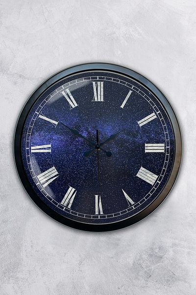 Kasva Concept Gift 40 cm Black Metal New Blue Wall Clock