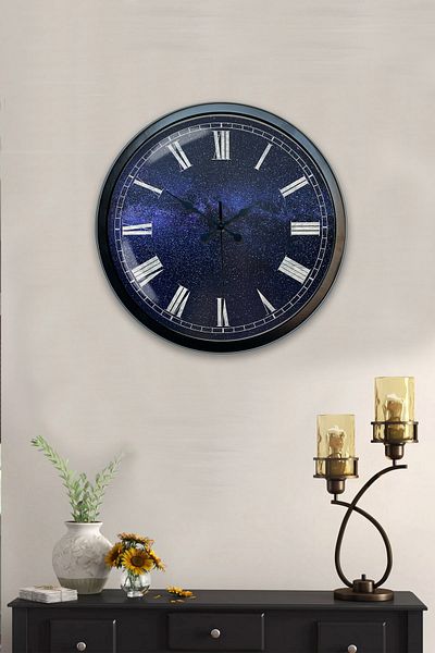 Kasva Concept Gift 40 cm Black Metal New Blue Wall Clock