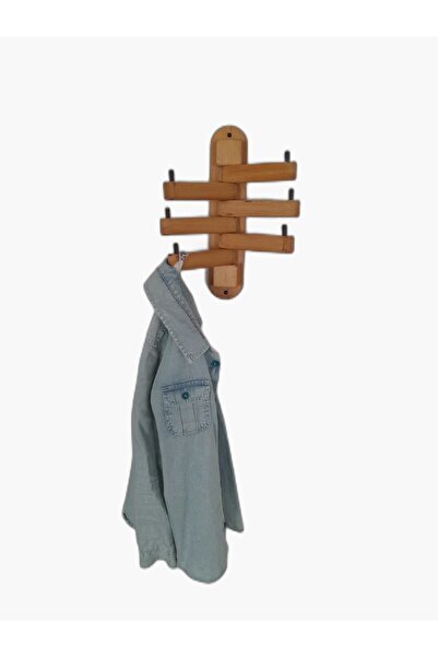 eryatex Duvara Monte Ahşap Elbise Askısı Portmanto Askılık Dekoratif Askı Askılık Natural Elbise Askısı
