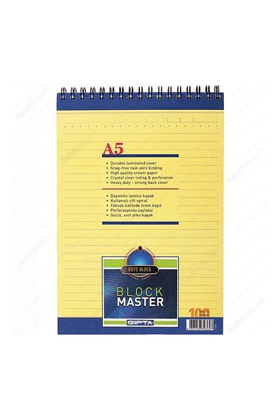 Gıpta Block Master A5 Memo Pad Spiral Cardboard Cover 100yp Striped