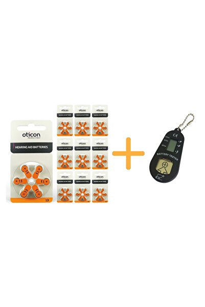 Oticon 13 Numara Işitme Cihazı Pili (10 Paket X 6= 60 Adet) + Pil Ölçer, Yesmed