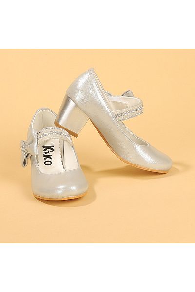 KARAMAZI Kiko 752 Vakko Daily Pantofi de balerină cu toc de 4 cm pentru fete, argintiu