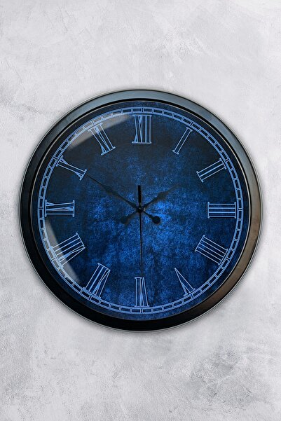 AİB STORE ساعة حائط معدنية سوداء مقاس 40 سم