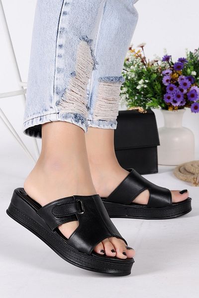 Almues Black Plt 164 - Papuci de damă cu velcro zilnic