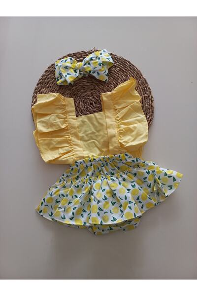 MARS BABY مجموعة جوارب بناتي بنمط الليمون مع كشكشة وشريط على شكل بندانا