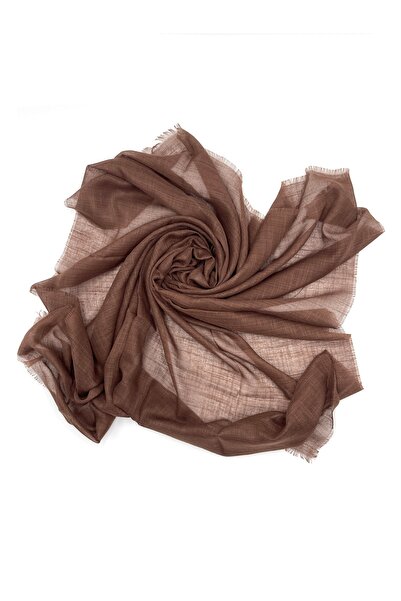 nazipek Flamlı Pamuklu Yazma Eşarp Açık Kahve 100x100cm