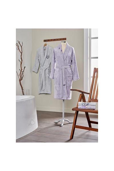 Taç Soft Bamboo May - Double Lavender-Grey Family Set