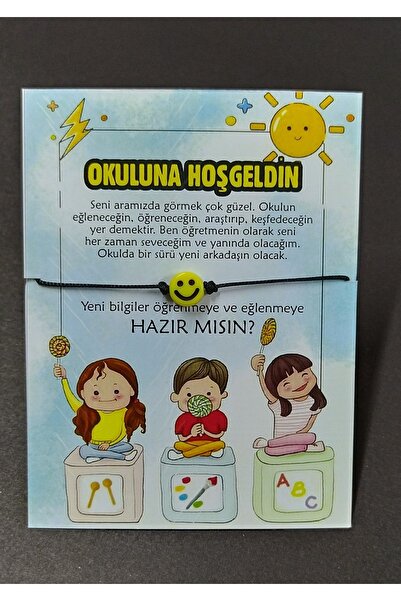 Okula, Sınıfına Hoşgeldin Hediyesi Ipli Gülen Yüzlü Bileklik 25 Adet Okul Hediyesi