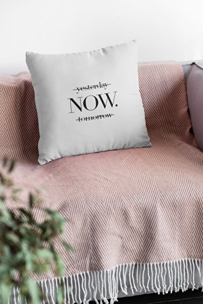 Viva Home 43x43cm Gri Modern Ieri Azi Acum Husă de pernă cu două fețe, la mod...