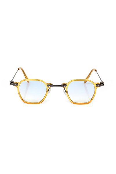 Angel Eyes Women's Sunglasses Square Yellow Frame Blue Glass
