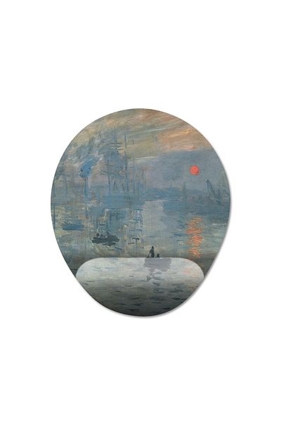 Pixxa Laude Monet - الانطباع: نموذج لوحة الماوس لدعم المعصم في شروق الشمس - بيضاوي واحد