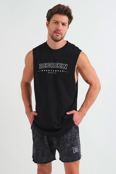 Be Green Printed Black Beast Tank Top