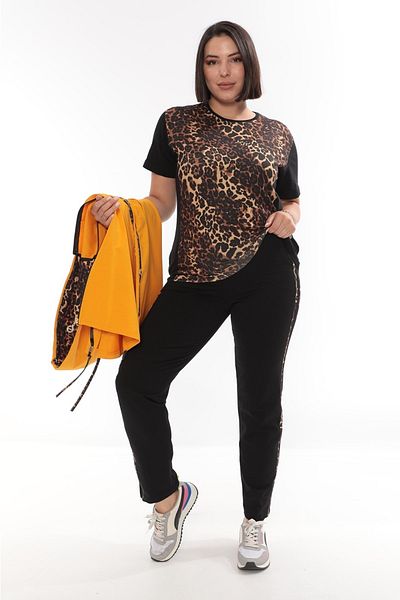 WND SPORT Leopard Print 3-Piece Wnd Women's Tracksuit Set with Slits on the Sides