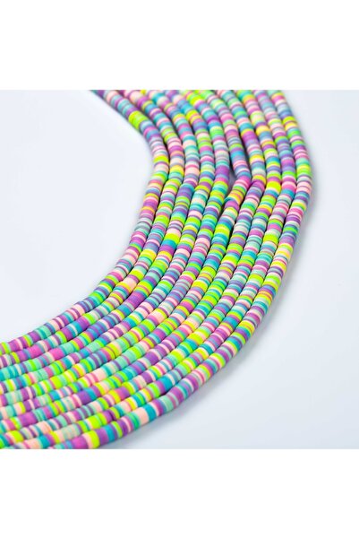 yfhobi 1 Dizi (40 Cm) - 6 Mm Fimo Boncuk, Mor-yeşil Tonu Renk Polimer Kil Fim...