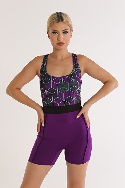 Swana Дамски бански костюм с геометрични мотиви