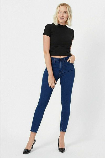 Ramrod Jeans Women's High Waist Skinny Jeans Dark Blue