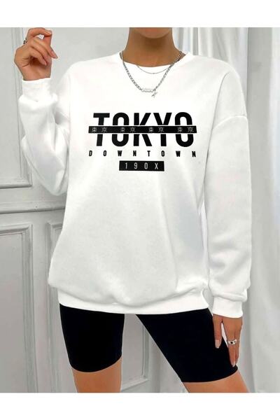 LOUİSA Λευκό φούτερ με στάμπα Tokyo