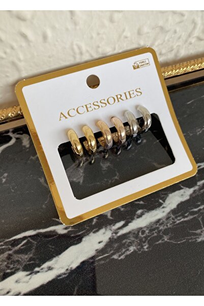 takıtarzım طقم حلق هوب 3 ألوان قطر 1.5 سم