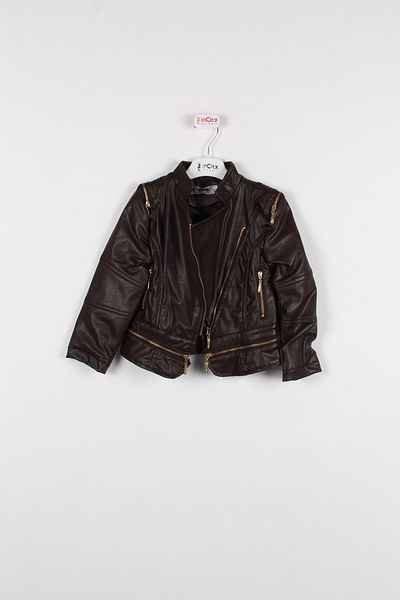 incity Girl's Brown Leather Coat