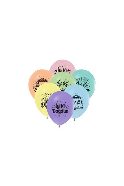 DÜVENCİ TİCARET Happy Birthday Printed 12" Macaron Balloon