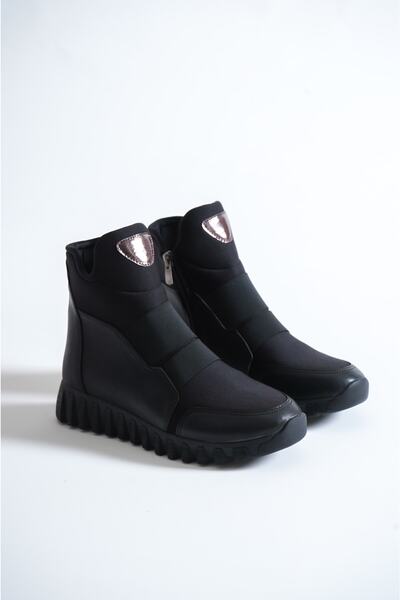 MORIA Pantofi Olga Ghete Negre Fermoar Lateral Talpa Inaltime 3 Cm Cizme Scurt Lejer