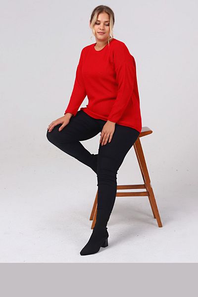 AYASOFYA OTANTIK Women's Red Sausage Collar Thessaloniki Knitted Knitwear Sweater